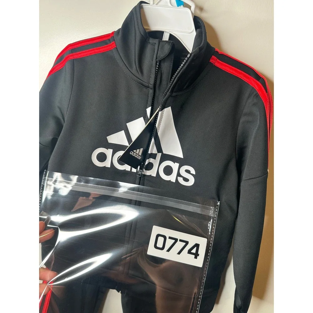 Adidas Toddler Boys Black Red 2 Piece Track Suit Set AG0387N Size 24M NWT